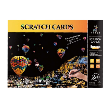Cityscape Scratch Art Kit – Rainbow European Landscape DIY Craft for Adults